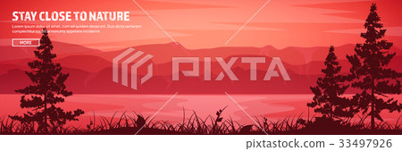 Mountains and forest header. Wild nature landscape Mountains and forest header. Wild nature landscape 33497926