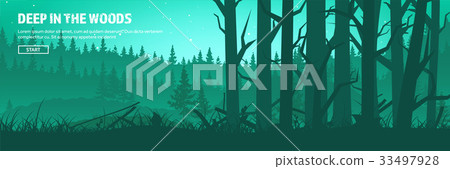 Mountains and forest header. Wild nature landscape 33497928