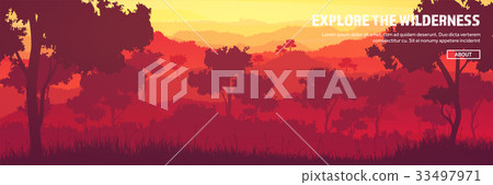 Mountains and forest header. Wild nature landscape 33497971