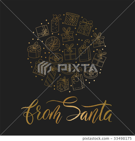 Vector Christmas card with hand lettering. - Stock Illustration ...