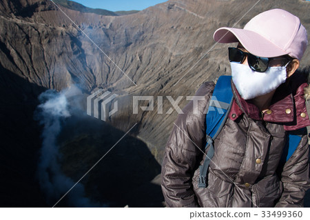 Woman tourism and view on top of crater Mt.Bromo Woman tourism and view on top of crater Mt.Bromo 33499360