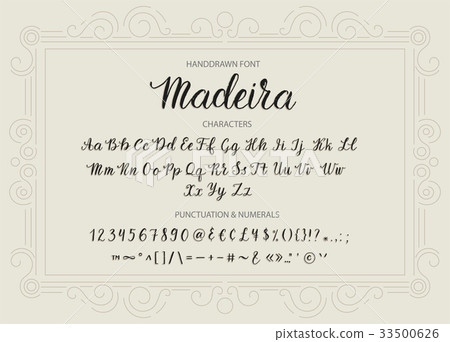 Handdrawn Vector Script font.  Brush style texture 33500626