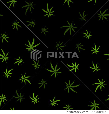 Green Cannabis Leaves Seamless Background 33500914