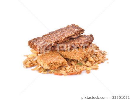 cereal bar on white background 33501051