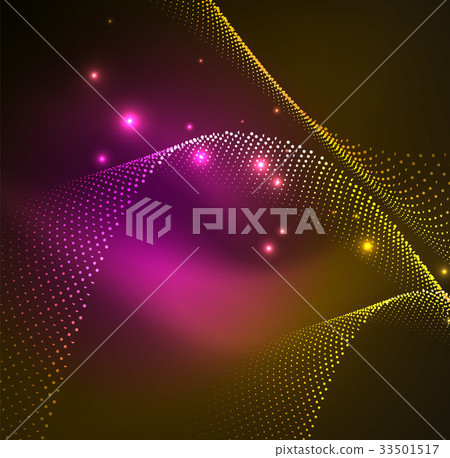 3D illuminated wave of glowing particles 3D illuminated wave of glowing particles 33501517
