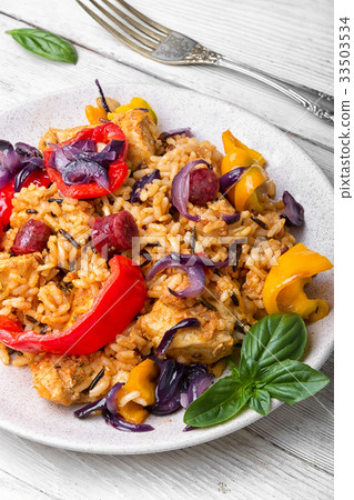French Jambalaya with chicken and rice 33503534