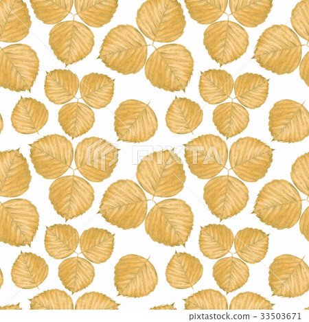 Seamless pattern with yellow watercolor leaves 33503671