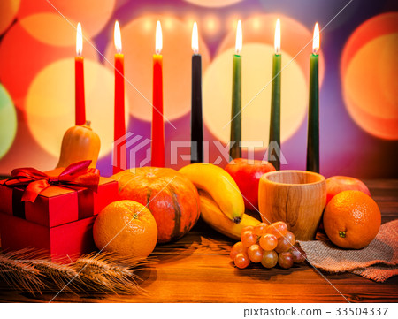 Kwanzaa festive concept with candles red, black 33504337