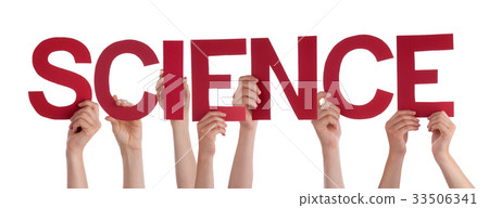 People Hands Holding Red Straight Word Science 33506341