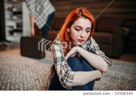 Wife crying, husband leaves the house, quarrel Wife crying, husband leaves the house, quarrel 33506344