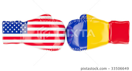 Boxing gloves with USA and Romania flags Boxing gloves with USA and Romania flags 33506649