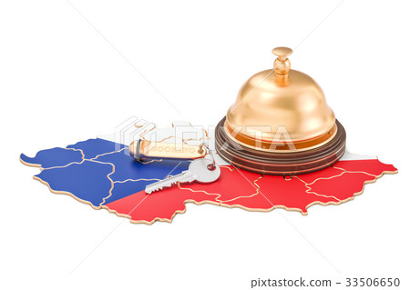 Czech Republic booking concept Flag with hotel key 33506650