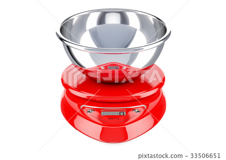 Digital Red Kitchen Scale, 3D rendering 33506651