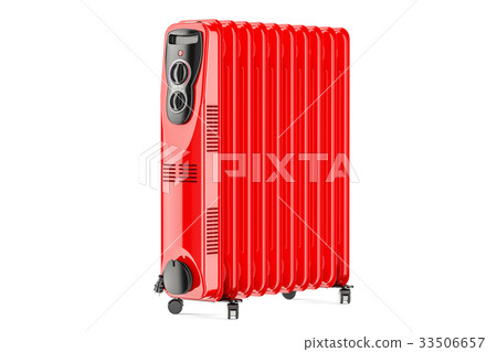 Red electric oil heater, oil-filled radiator Red electric oil heater, oil-filled radiator 33506657