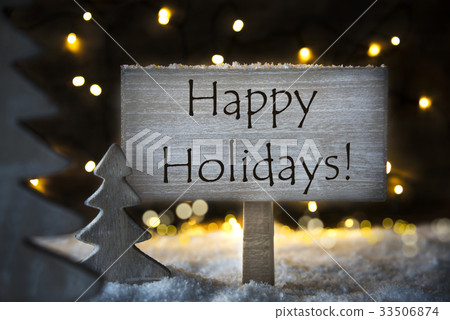 White Christmas Tree, Text Happy Holidays 33506874