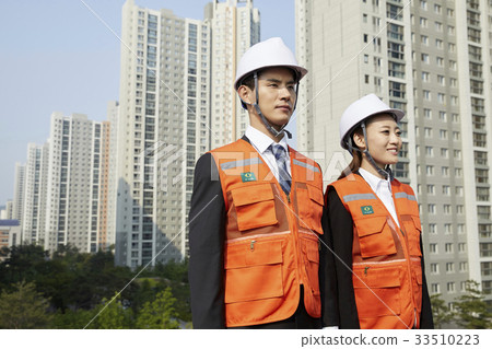 工人，商人，女商人，施工現場，松島，延壽區，仁川 33510223