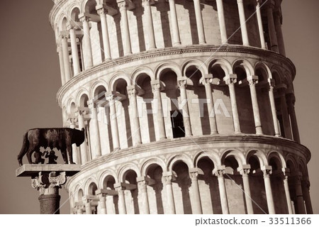 Leaning tower Capitoline wolf in Pisa 33511366