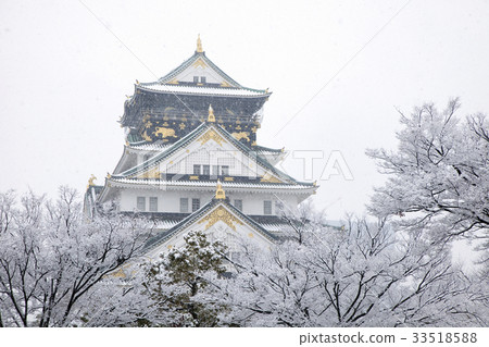Osaka Castle and Snow 33518588