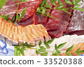 Tuna and salmon sashimi 33520388