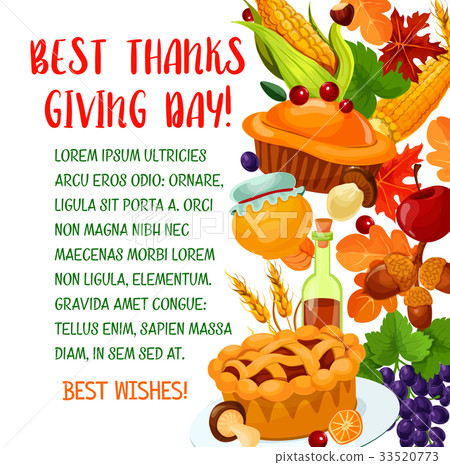 Thanksgiving Day Poster With Autumn Harvest Symbol Stock Illustration 33520773 Pixta