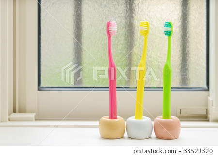 Toothbrush Toothpaste Landscape by the Window 33521320