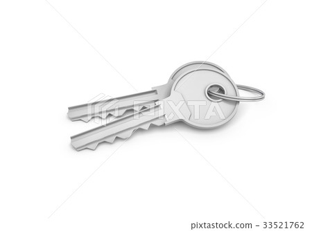 3d rendering of two isolated silver keys on a key - Stock Illustration ...