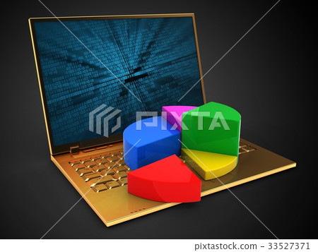 3d illustration of golden computer - Stock Illustration [33527371] - PIXTA