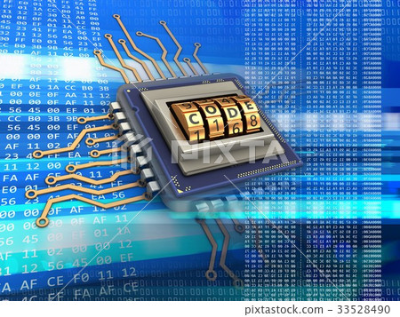 3d illustration of electronic microprocessor 3d illustration of electronic microprocessor 33528490