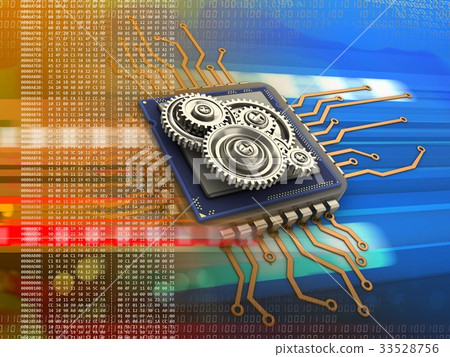 3d illustration of electronic board over code - Stock Illustration ...