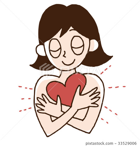 A woman who embraces a heart A woman who embraces a heart 33529006