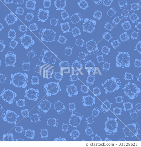 Silhouettes of Clock Icon Seamless Pattern 33529623