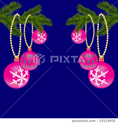 Two green, realistic, with beautiful New Year's 33529958