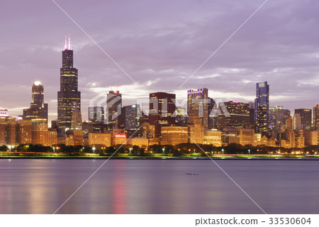 芝加哥,夜景,伊利諾州,美國 芝加哥,夜景,伊利諾州,美國 33530604