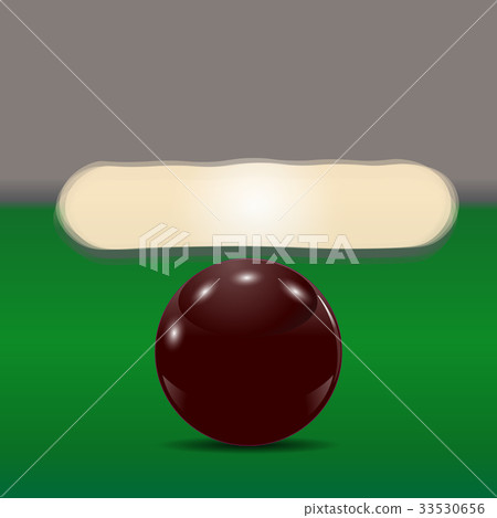 Dark brown ball on a billiard table. The cue ball 33530656