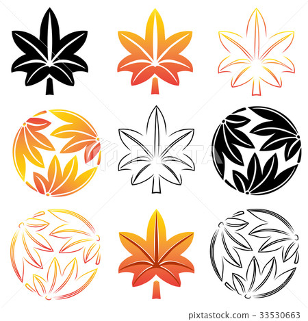 The stylized set maple leaves, Japanese symbolism The stylized set maple leaves, Japanese symbolism 33530663