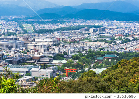 Cityscape of Kyoto Heian Shrine and Kitayama area 33530690