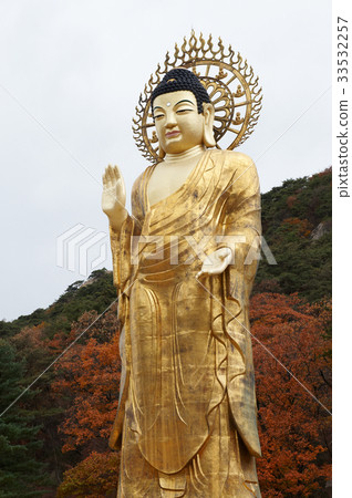 Foliage, Statue, Buddha, Buddhist temple, Mt. Esu, Boeun-gun, Chungbuk 33532257