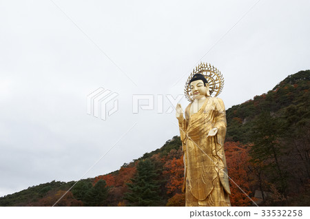 Foliage, Statue, Buddha, Buddhist temple, Mt. Esu, Boeun-gun, Chungbuk 33532258