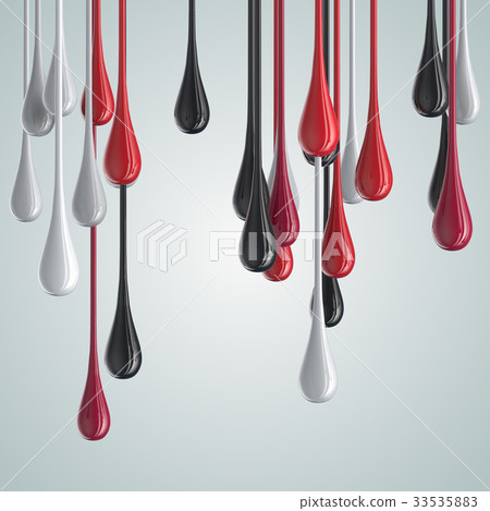 3D red and black glossy paint drop blobs 33535883