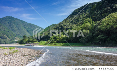 Water jet ship running in the Kitayama River 33537000