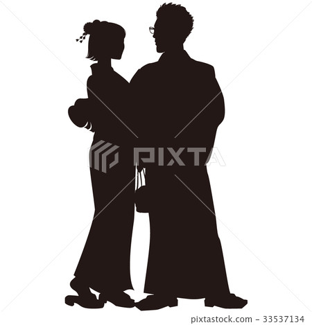 剪影浴衣夫婦盂蘭盆節舞蹈節日浴衣圖兩個人 剪影浴衣夫婦盂蘭盆節舞蹈節日浴衣圖兩個人 33537134