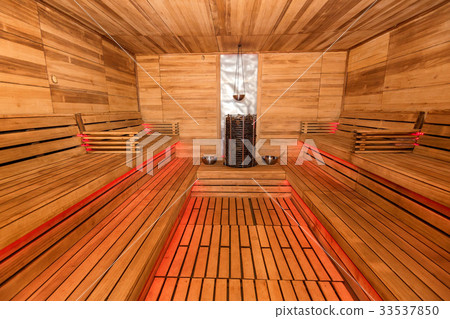 Empty wooden sauna interior Empty wooden sauna interior 33537850