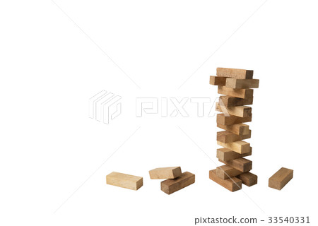 Structure building of wooden blocks into tower 33540331