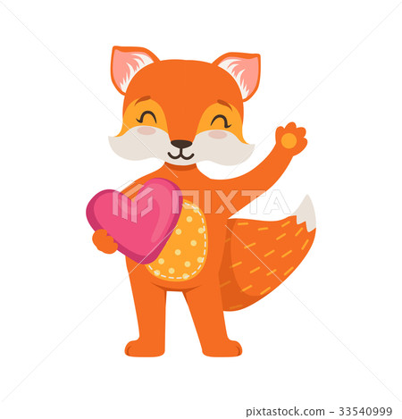 Cute orange fox character standing and holding 33540999