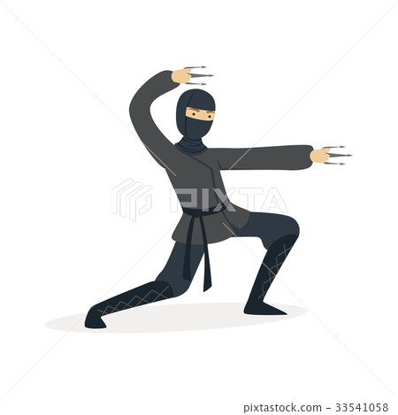 Ninja assassin character in a full black costume Ninja assassin character in a full black costume 33541058