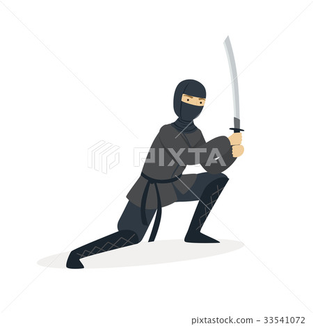 Ninja assassin character in a full black costume 33541072