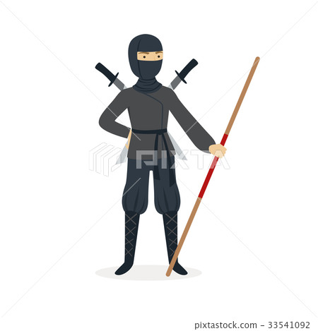 Ninja assassin character in a full black costume Ninja assassin character in a full black costume 33541092