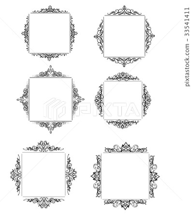 Vintage vector swirl frame set 33541411