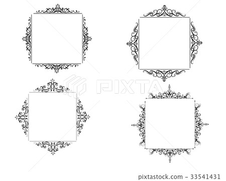 Vintage vector swirl frame set 33541431