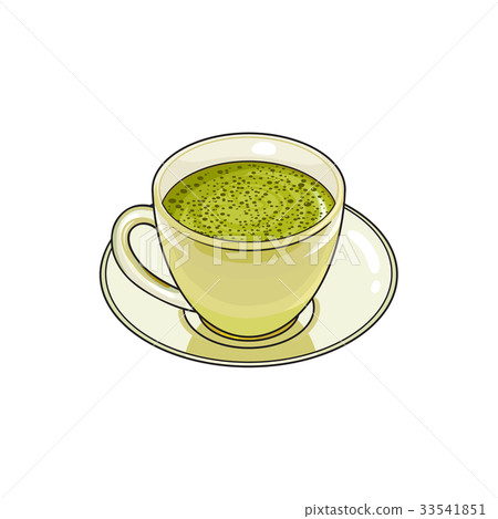 vector sketch cup of whipped green mathca tea 33541851